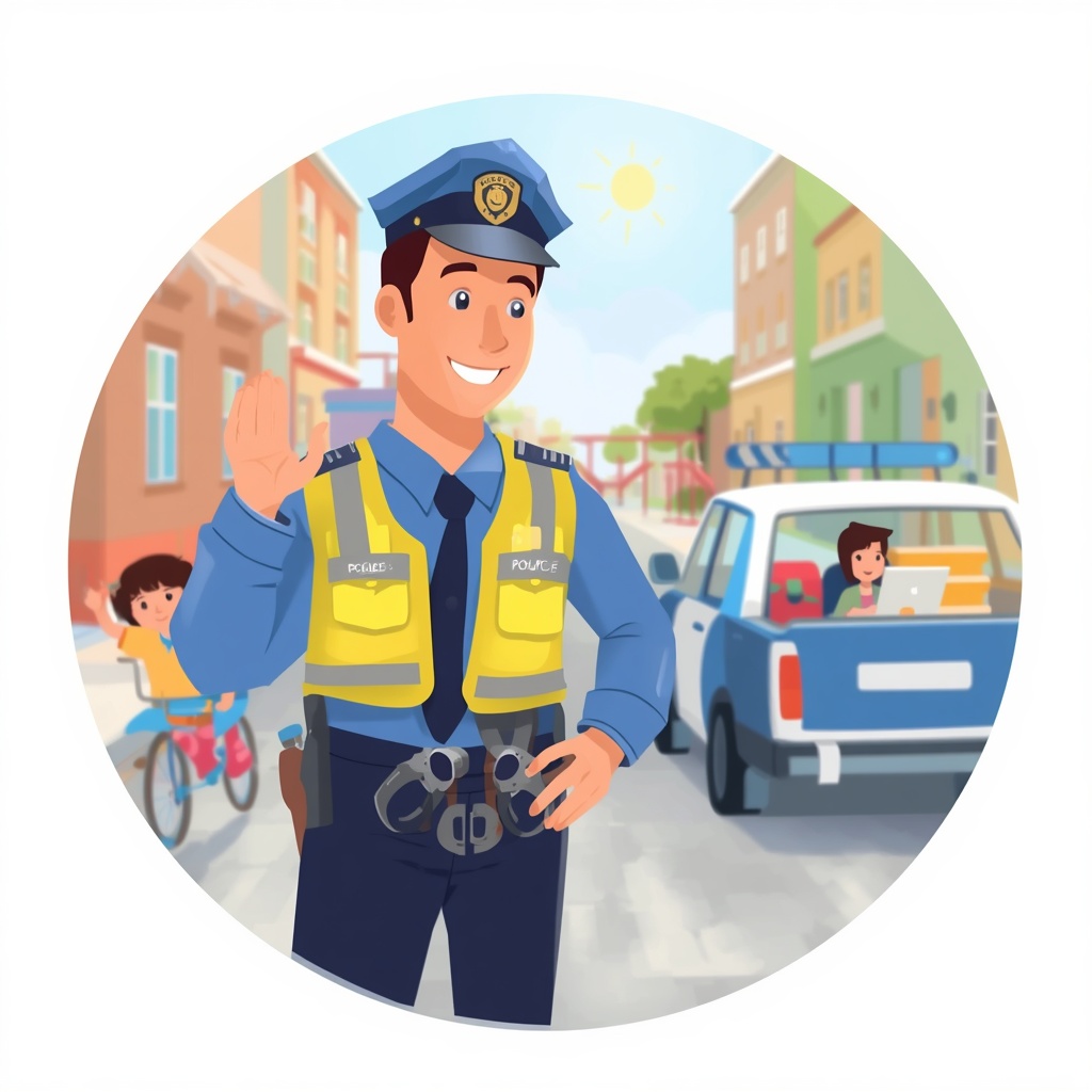 Un policier qui fait signe dans la rue
