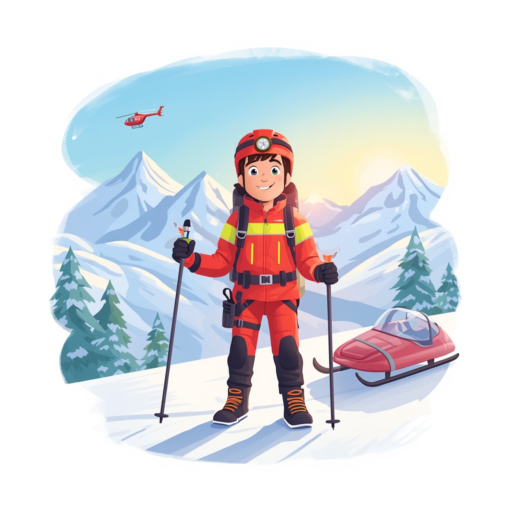 Illustration du métier de secouriste en montagne