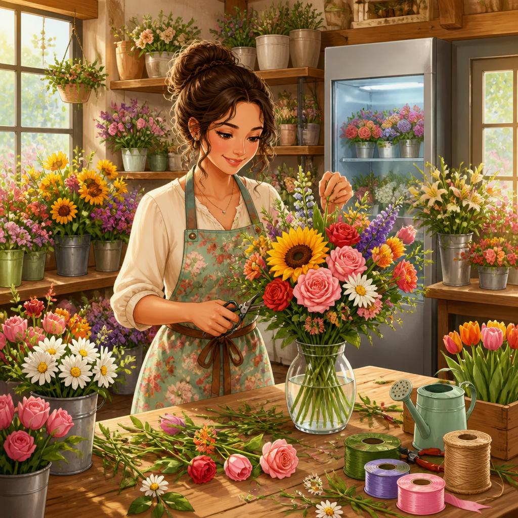 Illustration du métier de fleuriste