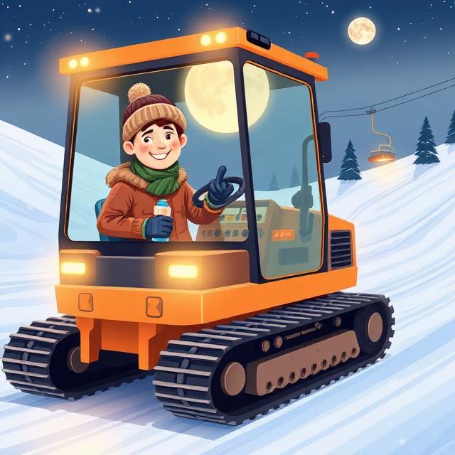 Illustration du métier de conducteur de dameuse